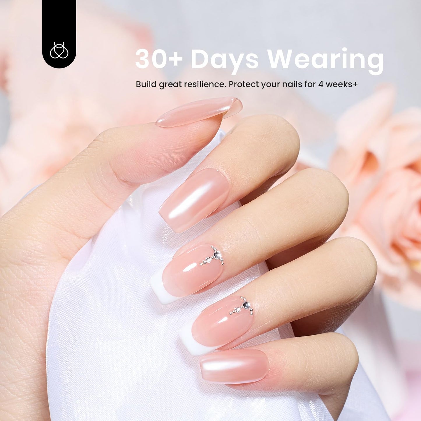 Beetles Builder Gel for Nails, 7 in 1 Nude Pink Builder Strengthener Gel Hard Gel Jelly Gel light pink French Tips Color Building Extension Gel Salon DIY Manicure Nail Art for Women