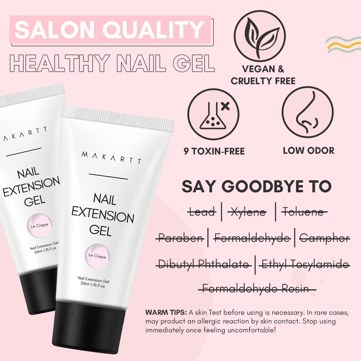 Makartt Poly Nail Gel: Light Pink,50ML Builder for Extension, Strengthener, Hard Gels for Nails, Colored, Beauty Gift Trendy Manicure Design Salon Easy DIY at Home