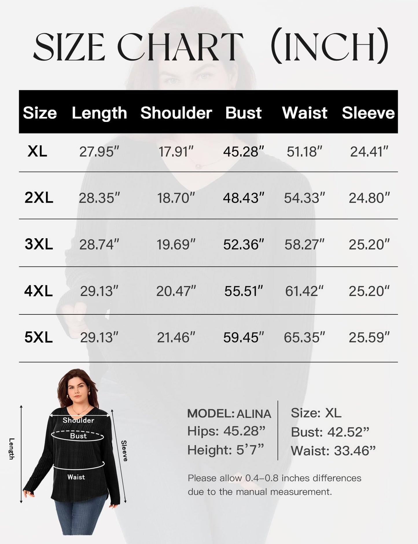 Rapbin Plus Size Long Sleeve Tops for Women Knitted V Neck Sweaters for Women Lightweight Sweatshirt Winter Khaki XXL