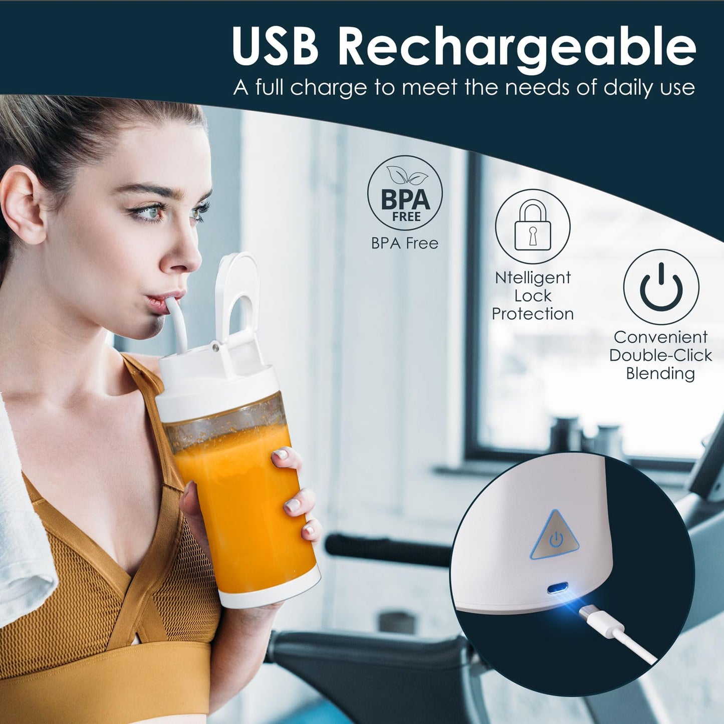 Personal Blender Wireless 24oz Cordless Mini 360 Watt Portable Blender-for Smoothies Freshly Squeezed Juices 6000mAh Self Cleaning and BPA Free Portable Juicer with 6 Sharp Blade Pearl White