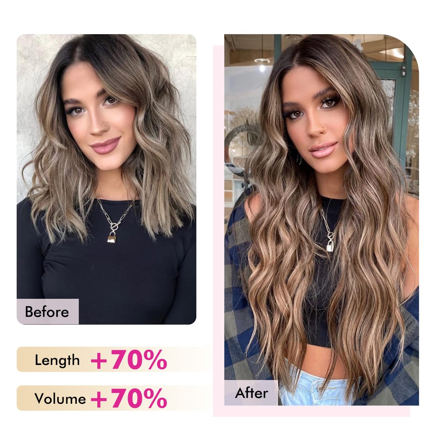 REECHO Invisible Wire Hair Extensions with Thinner Softer Lace Weft (Ash Blonde with Highlights, 20 Inch (Pack of 1))