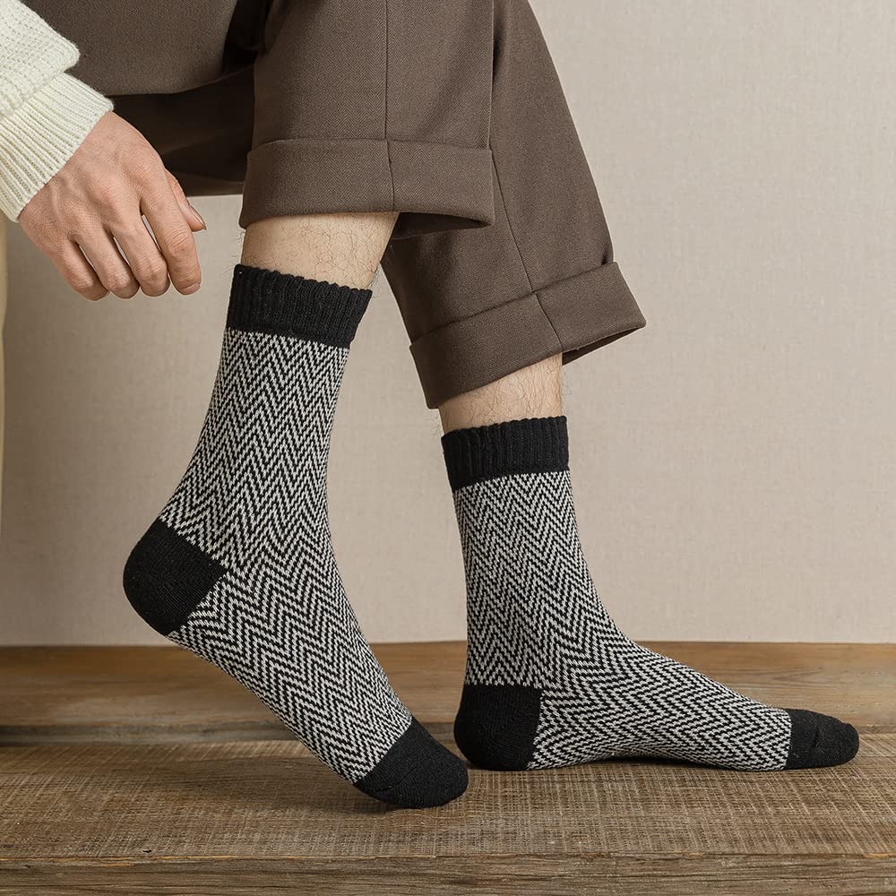 TAXCAIX 5 Pack Winter Socks For Women Knitted Socks Thick Warm Soft ouple Socks Free Size 6-11 (08)