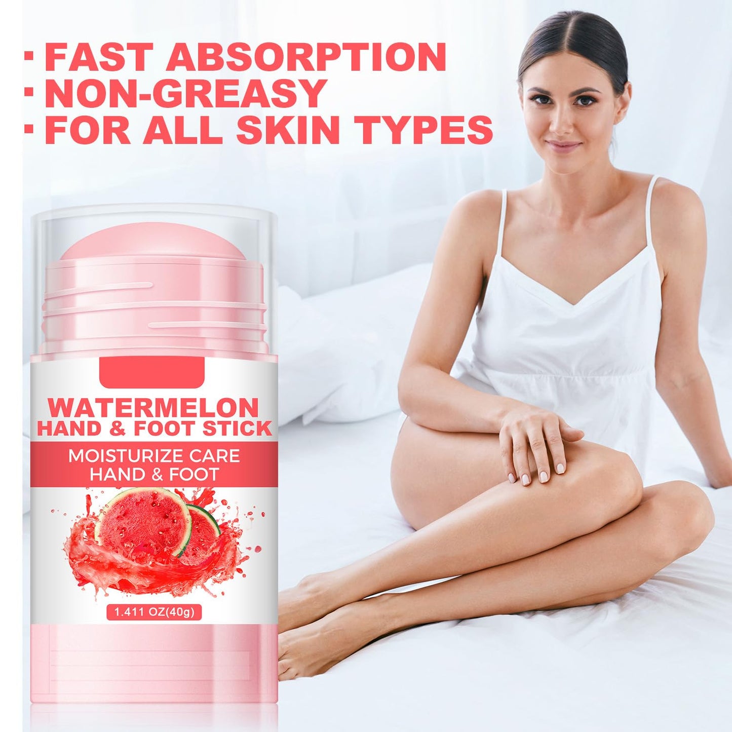 60% Urea Cream Foot Hand Cream Stick for Cracked Hands Elbows Feet Knees, Repairing Restore Balm for Dry & Dead Skin, Hydrates & Nourish Foot Care for Women & Men, Watermelon Scent, 1.41 oz