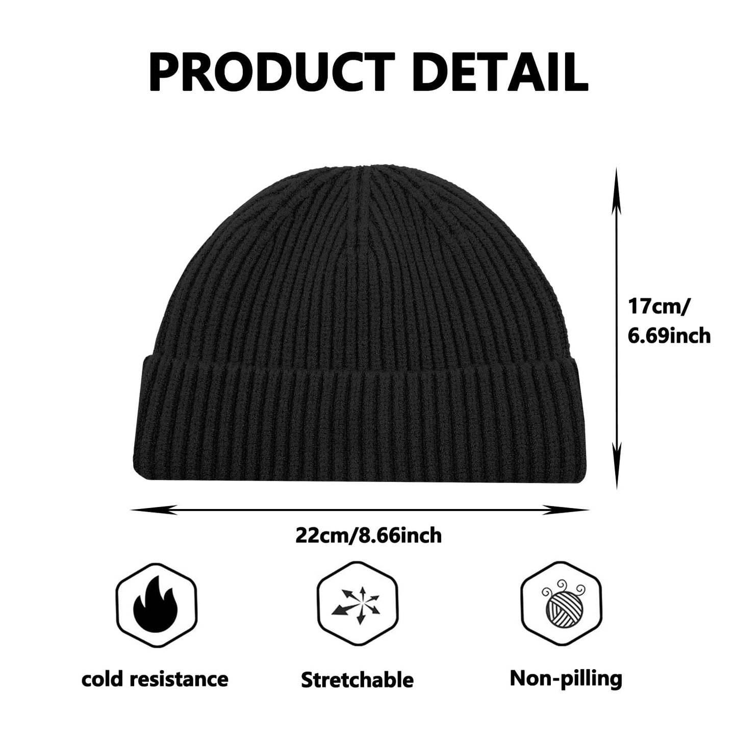 Irzaki Fisherman Beanie for Men Knit Trawler Beanie Short Cuffed Watch Cap for Men Women Green