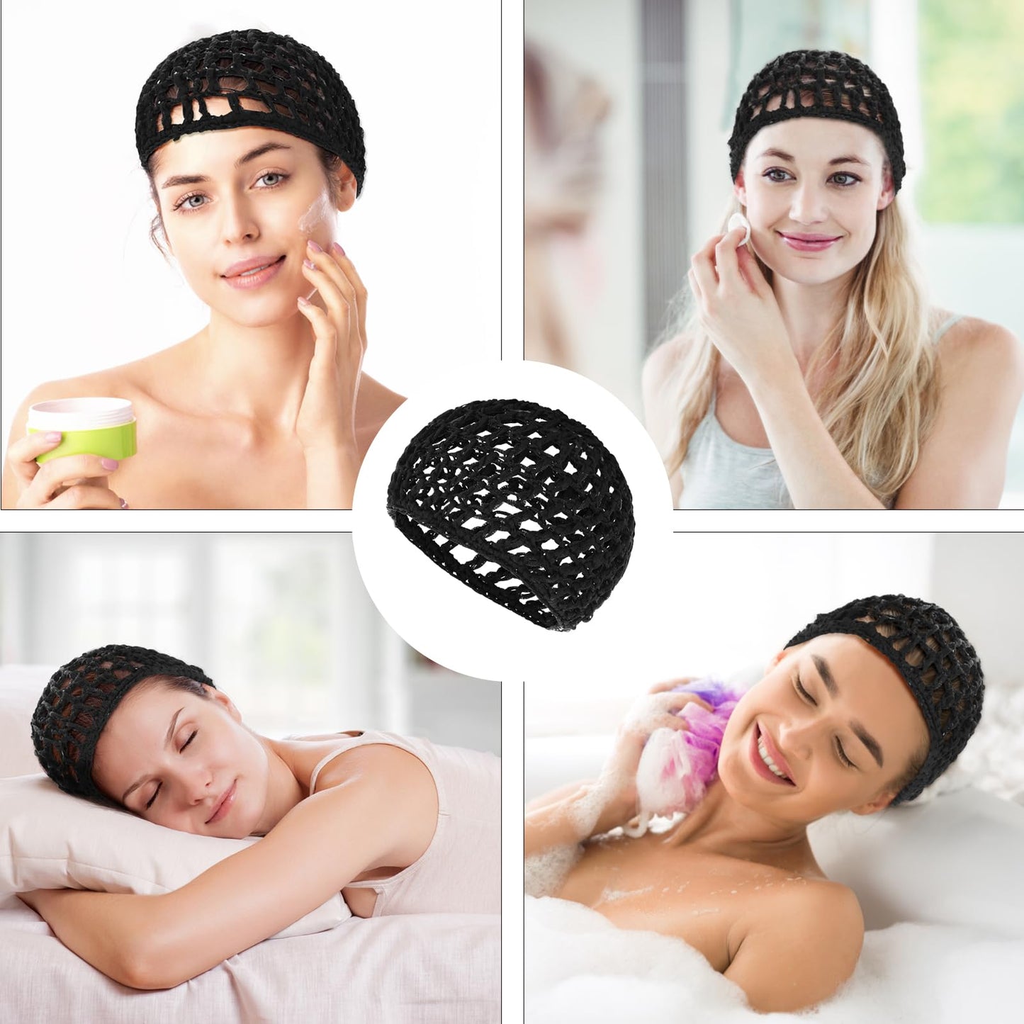 Hair Net for Women 2 PCS Sleeping Snood Wrap Press Sleep Crochet Cap Head Buns Hairnet Drying Long Hair Curly Caps Cover Hairnets Wig Mesh Scarf Wrapping Hair Cover for Sleeping Dark Purple/Black