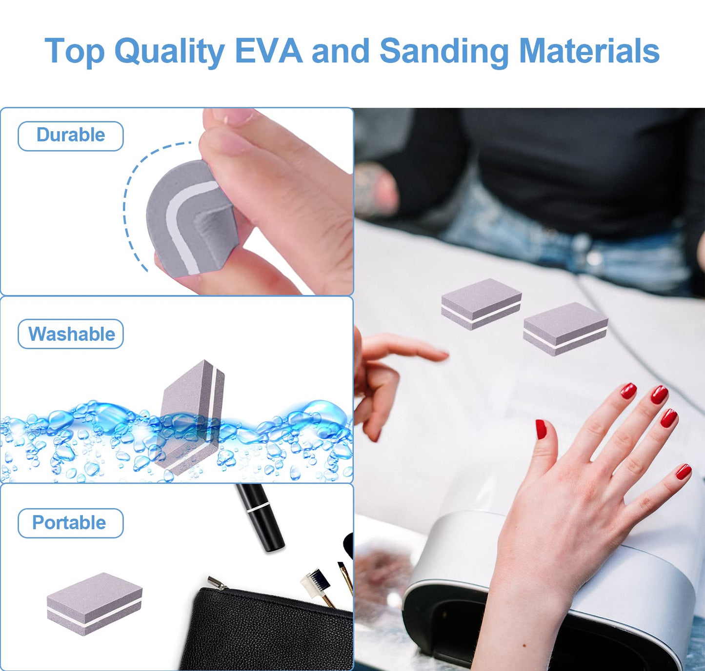 Nail Buffers (100 Pack), Mini Buffer Block Nail File for Acrylic Nails and Natural Nails, 100/180 Grit Nail Buffer Block Bulk Buffing Blocks for Nail Buff Professional Manicure File Blocks Set Gray