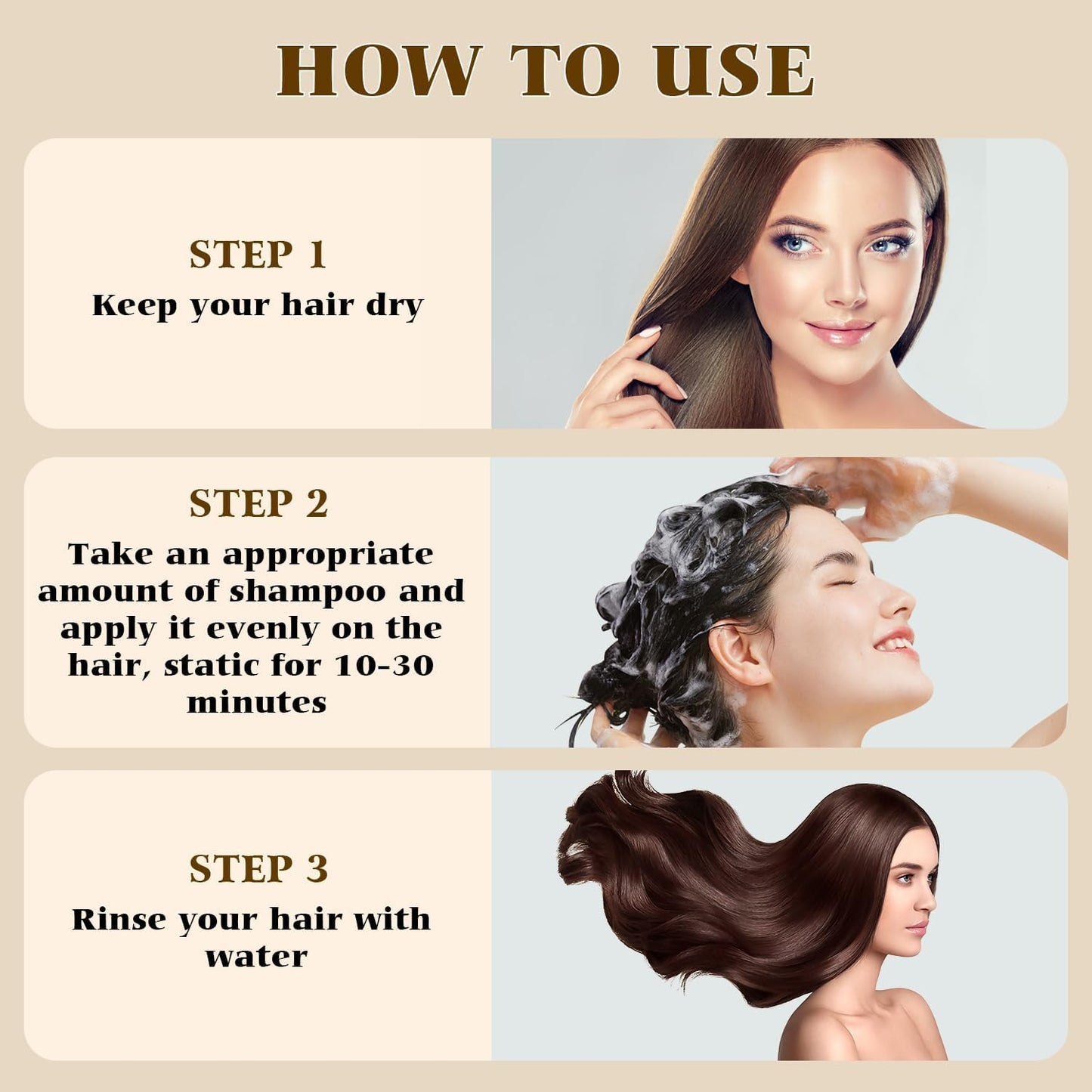 Bupposes Natural Black Hair Color Shampoo, Instant 3-in-1, Ammonia & Paraben Free, Black, Suitable for Dark Hair