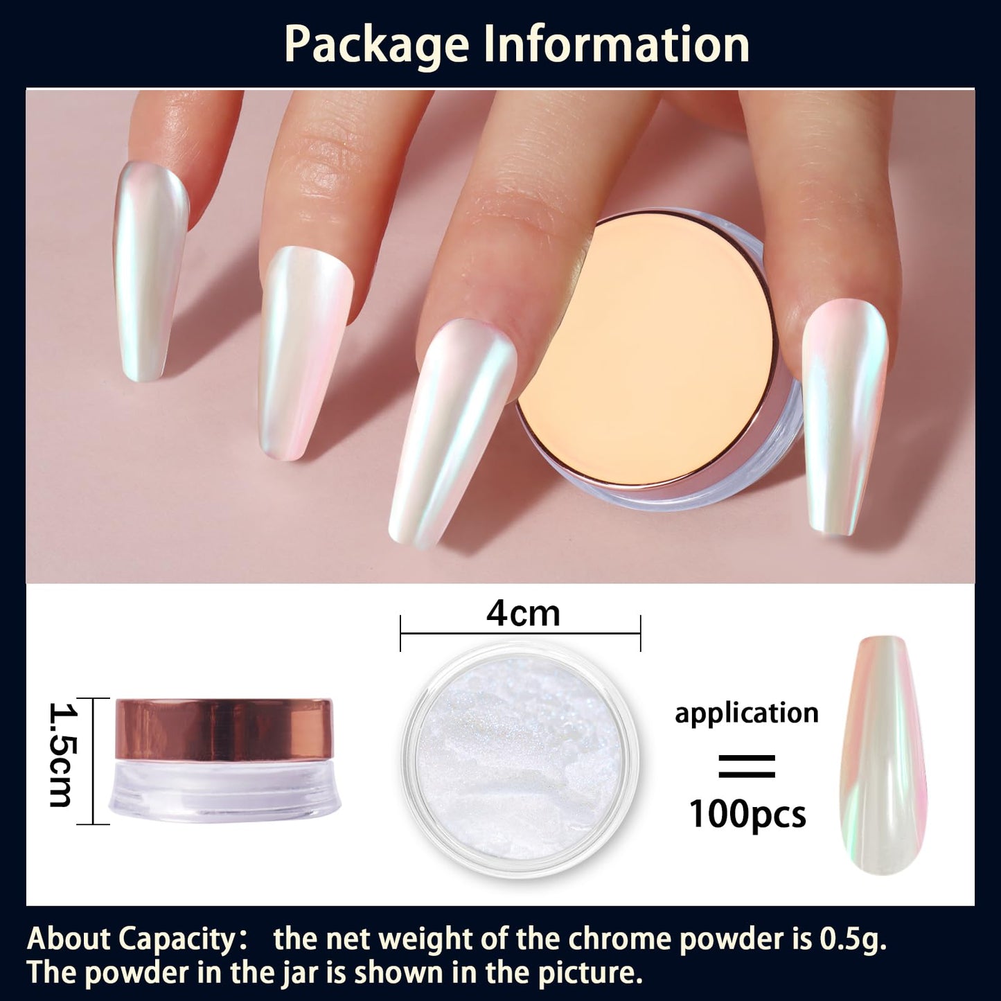 Allstarry Unicorn Chrome Nail Powder, Aurora Mermaid Iridescent White Pearl Nail Chrome Powder Pigment Glitter Fairy Dust for Nail Art, Manicure, Gel Nail Polish - Spring Moonlight