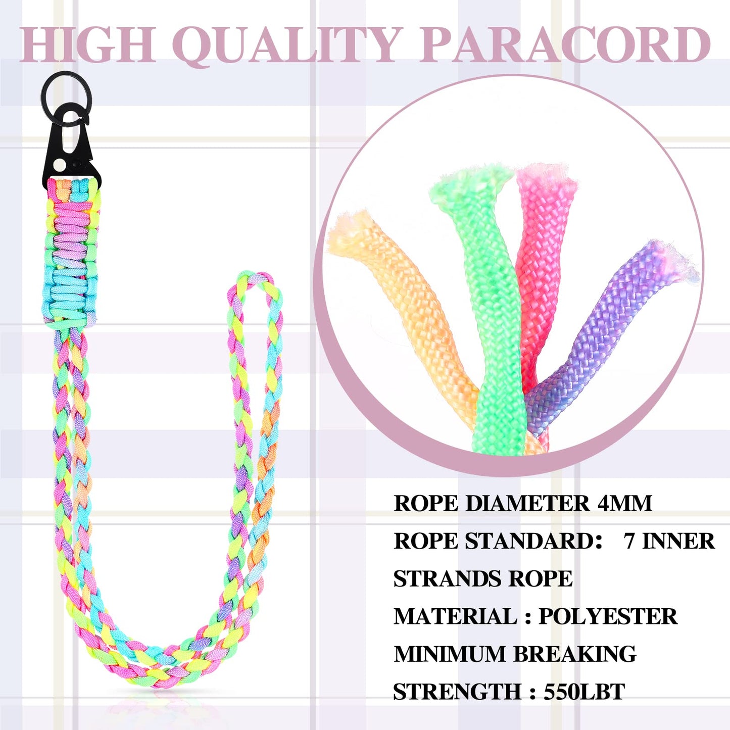 Frienda 2 Set Heavy Duty Paracord Lanyard Necklace Whistles Strap Braided 550 Keychain Lanyard for Outdoor Activities ()