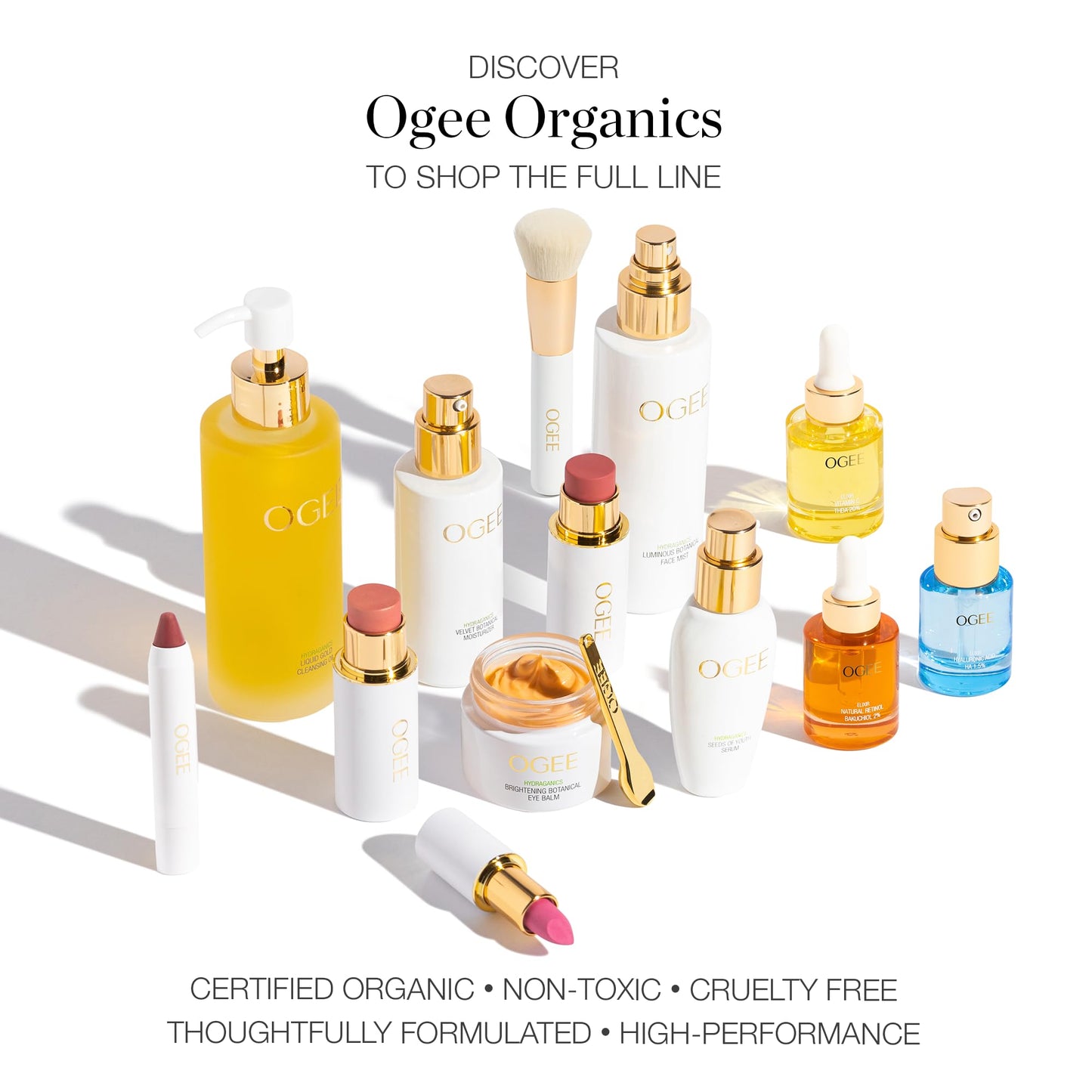 Ogee Sculpted Face Stick (ROSE QUARTZ - ROSE BLUSH) Certified Organic Blush Stick - Multi-Use Cream Blush Stick for Cheeks, Lips & Face