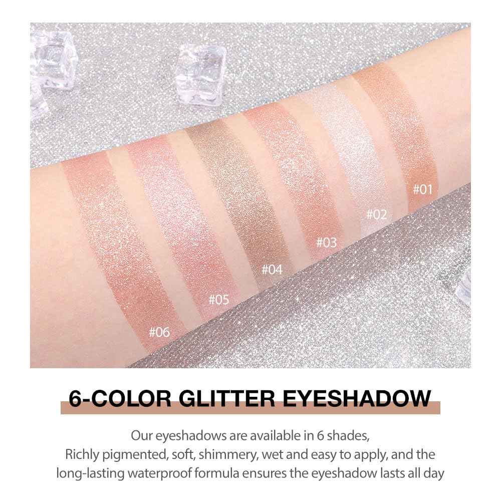 CAKAILA Single Silver White Glitter Shimmer Eyeshadow,Bright High Pigment Intense Monochrome Eye Shadow,Buildable Sparkly Eye Glitter Shimmer Finish,24 Hour Eye Makeup Longwear Waterproof,Blendable
