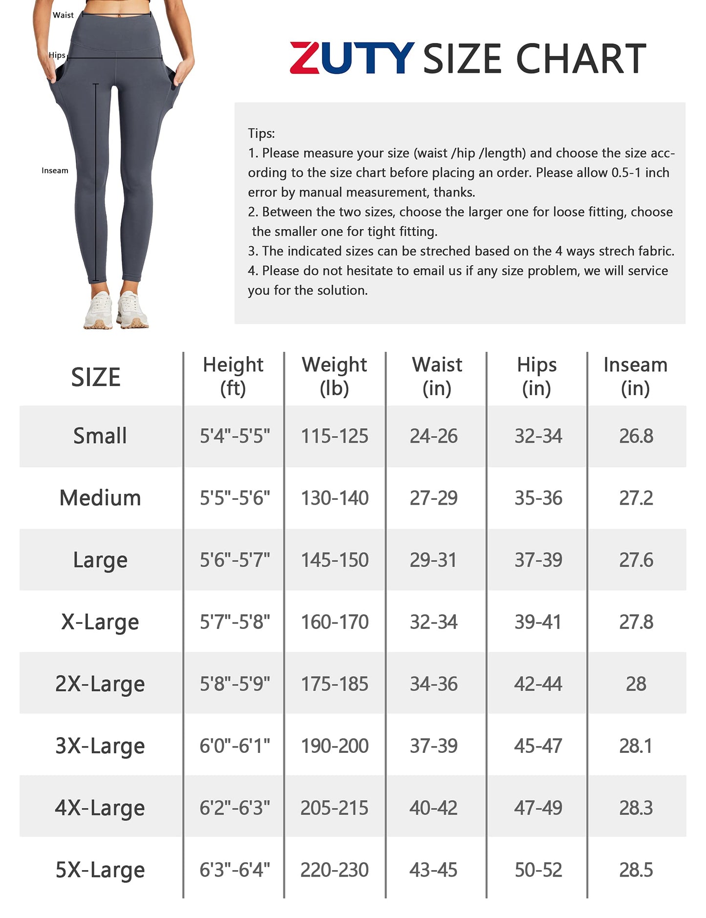 ZUTY Fleece Lined Leggings Women Water Resistant Winter Thermal High Waisted Tights Workout Hiking Leggings with Pockets Plus Navy Blue 5XL