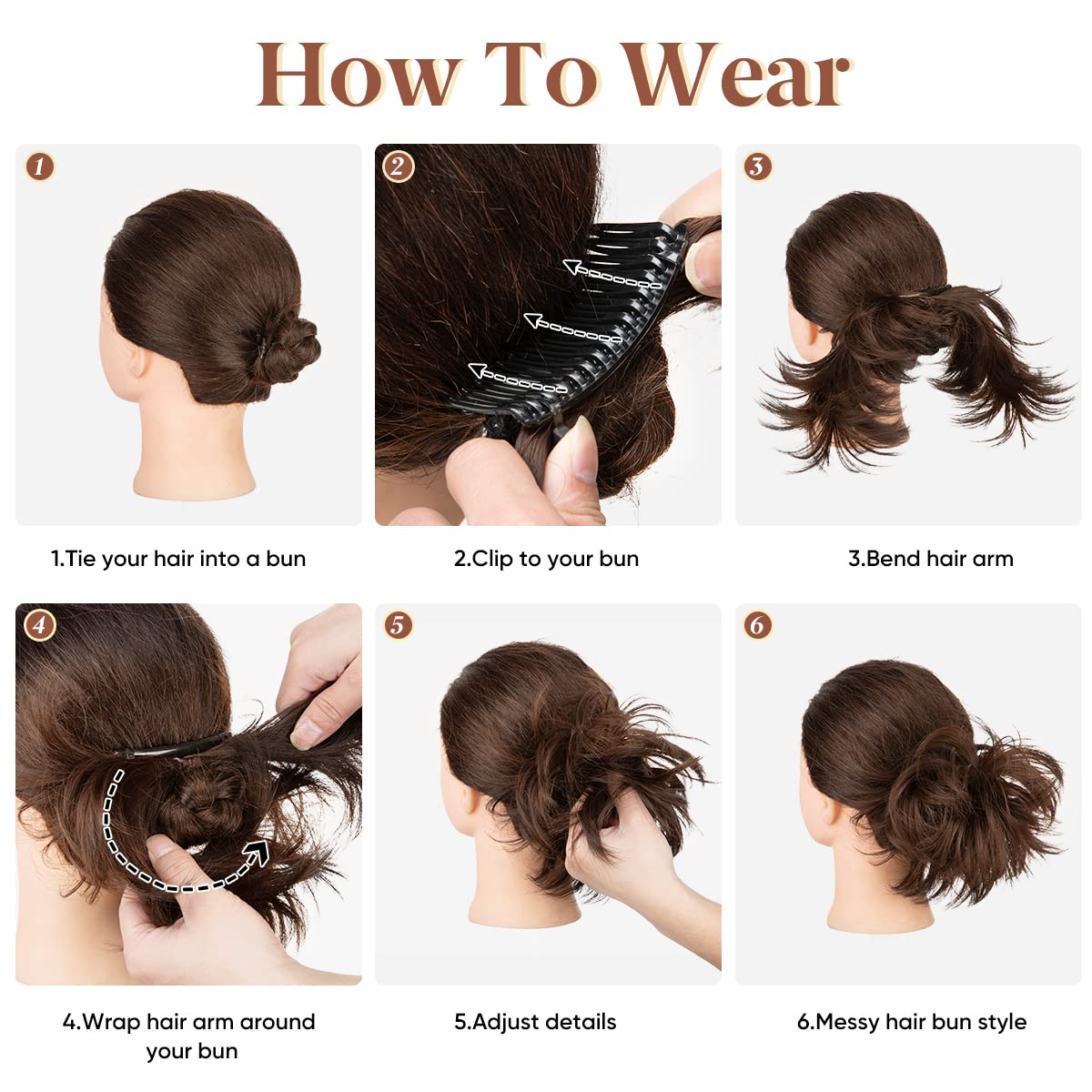 youngways Messy Bun Hair Piece Side Comb Clip in Hair Bun Hairpiece for Women Short Natural Straight Versatile Adjustable Styles Easy Hair pieces (Gloden Blonde and Beach Blonde Tips-S)