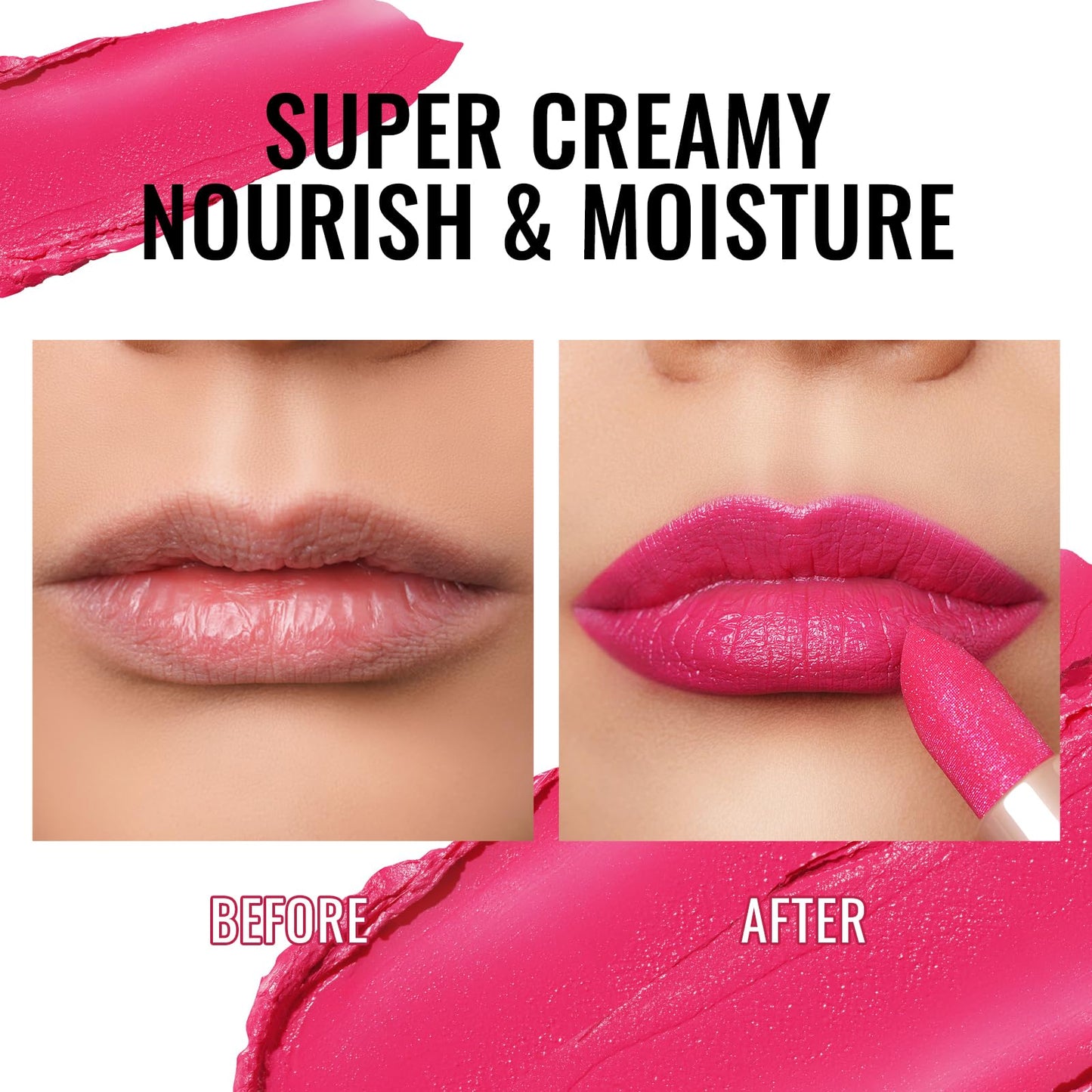 Oulac Hot Pink Lipstick for Women - Moisture-Rich Lip Balm with Shiny Surface, Creamy Lip Color Lightweight Texture, Vegan Beauty Medium Coverage Lip Makeup, PG01 Pink Promise