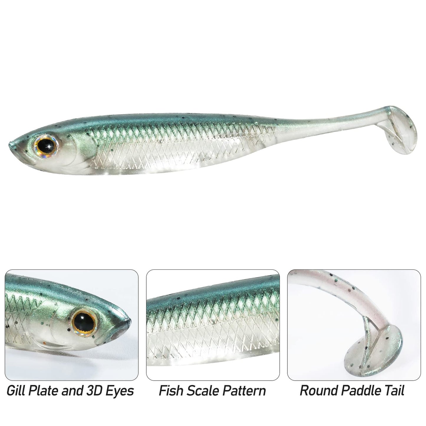 Dr.Fish Paddle Tail Swimbaits, Soft Lures for Bass Fishing, Soft Baits Swim Shad Bait Minnow Lures Drop Shot Fishing Lures 2-3/4 Inches Pink