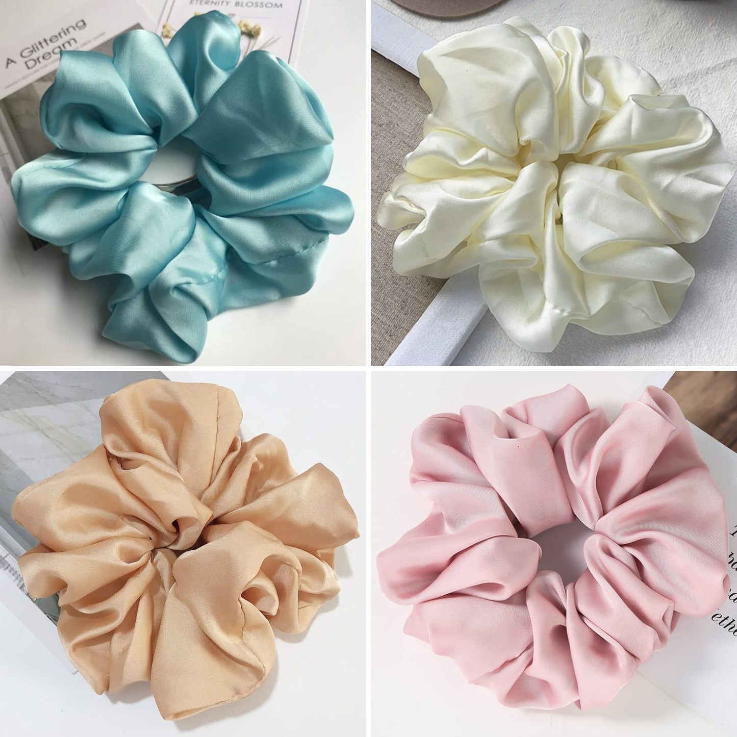 Large Satin Scrunchies Oversized Scrunchies Jumbo Scrunchies Sleeping Giant Scrunchie No Damage Big Satin Silk Scrunchies for Women(C)
