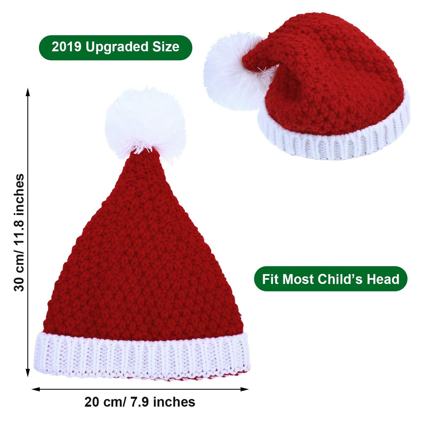 Pangda 2 Pieces Christmas Beanie Winter Knitted Hat Crochet Santa Hat for Women and Men (Adult Size)