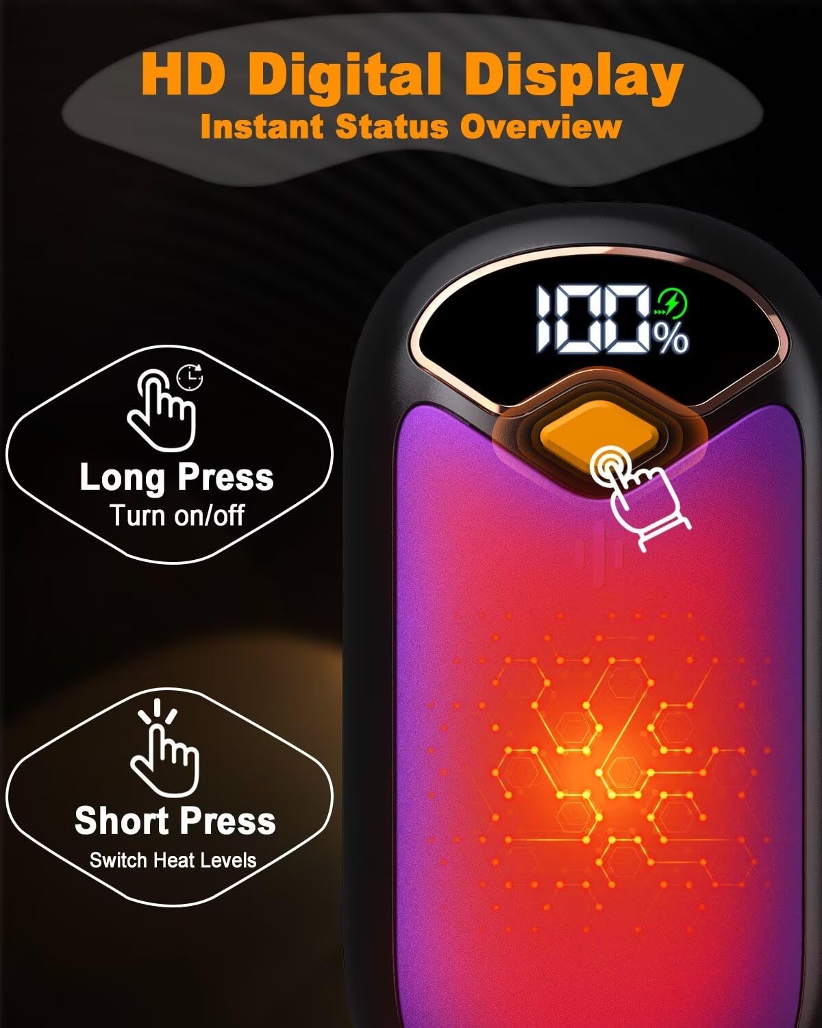 Hand Warmers Rechargeable - 7000mAh Electric Hand Warmer Reusable 2 Pack, LED Digital Display, 20 Hrs Warmth Hand Warmers Heats Up to 132℉, Magnetic Portable Hand Warmer for Golf, Camping, Hunting