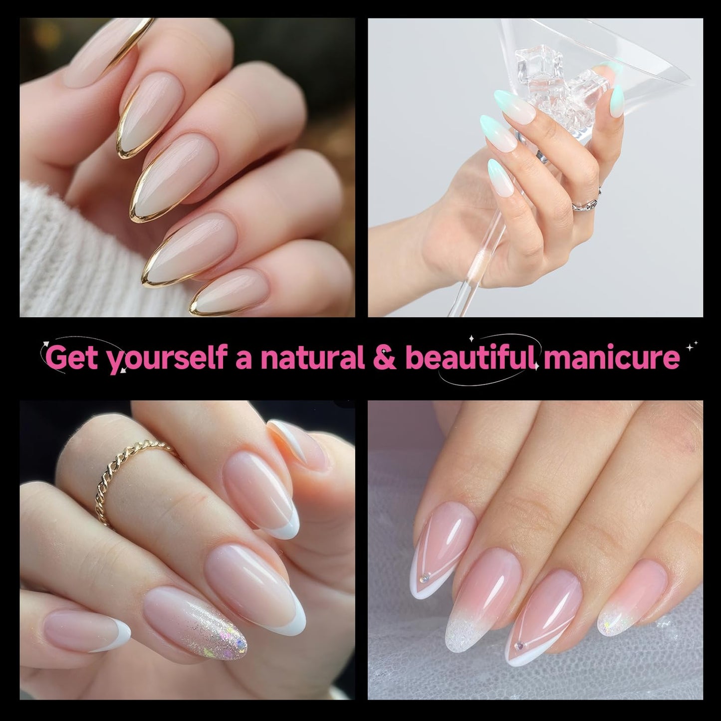 UNA GELLA Almond Nail Tips, 312pcs Medium Pointed Almond Fake Nails Tips Pre-shape Half Matte Full Cover Clear Acrylic Press On Nails No C Curve For Nail Extension Nail Art DIY Salon 12 Sizes
