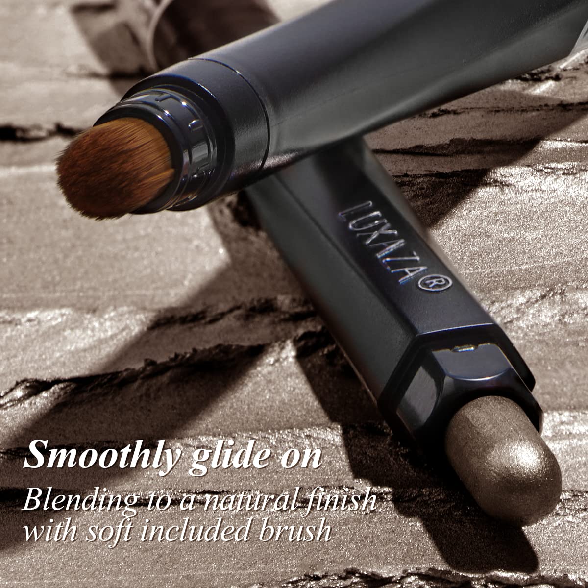 LUXAZA Cream Single Eyeshadow Stick with Blending Brush, Hypoallergenic Eye Shadow Makeup, Pro Waterproof & Long Lasting Eye Brightener, Eyeshadow Pencil Crayon Shimmer #139
