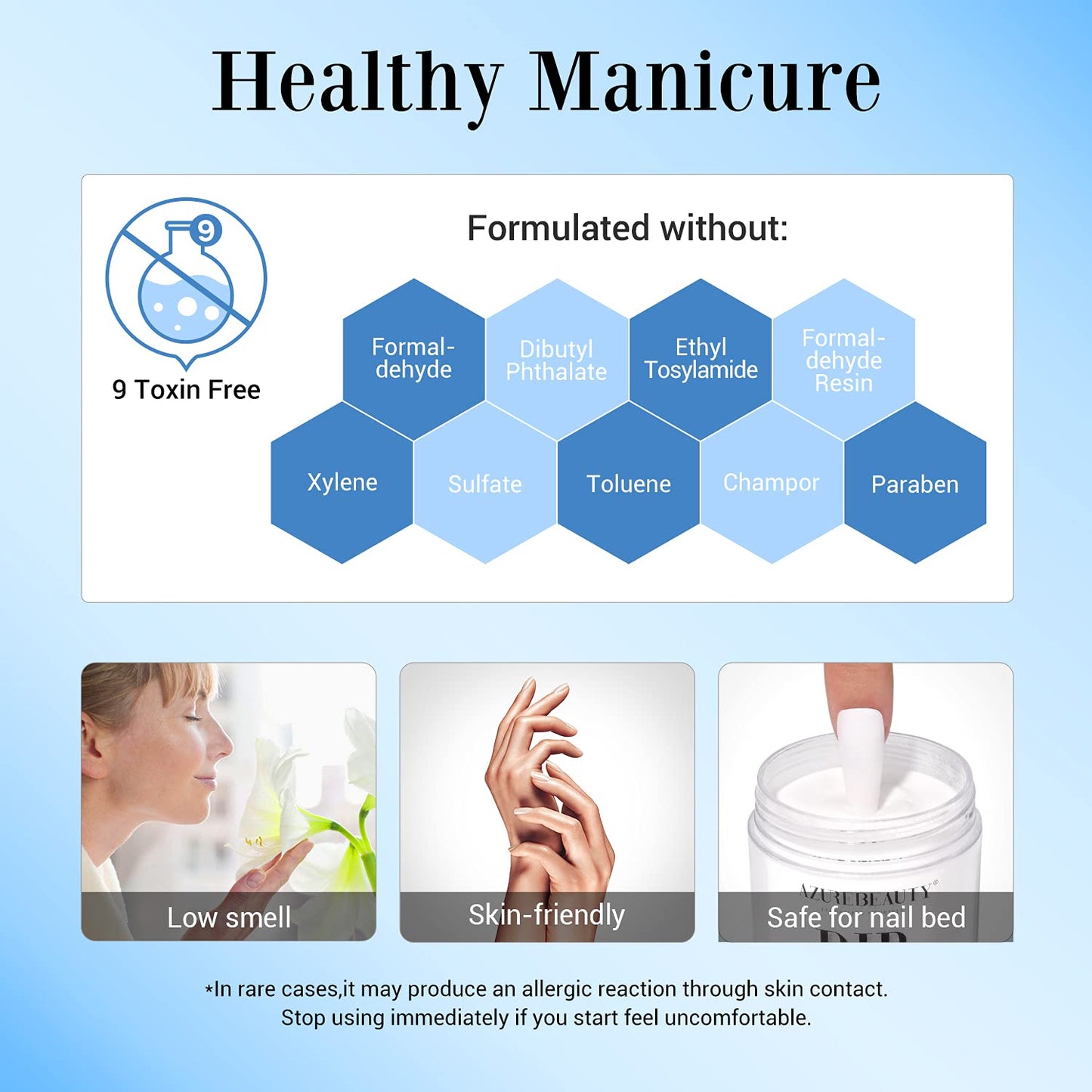 AZUREBEAUTY Dip Powder Bright White Color, Basic Nail Dipping Powder French Nail Art Starter Manicure Salon DIY at Home, Odor-Free and Long-Lasting, No Needed Nail Lamp Curing, 1 Oz