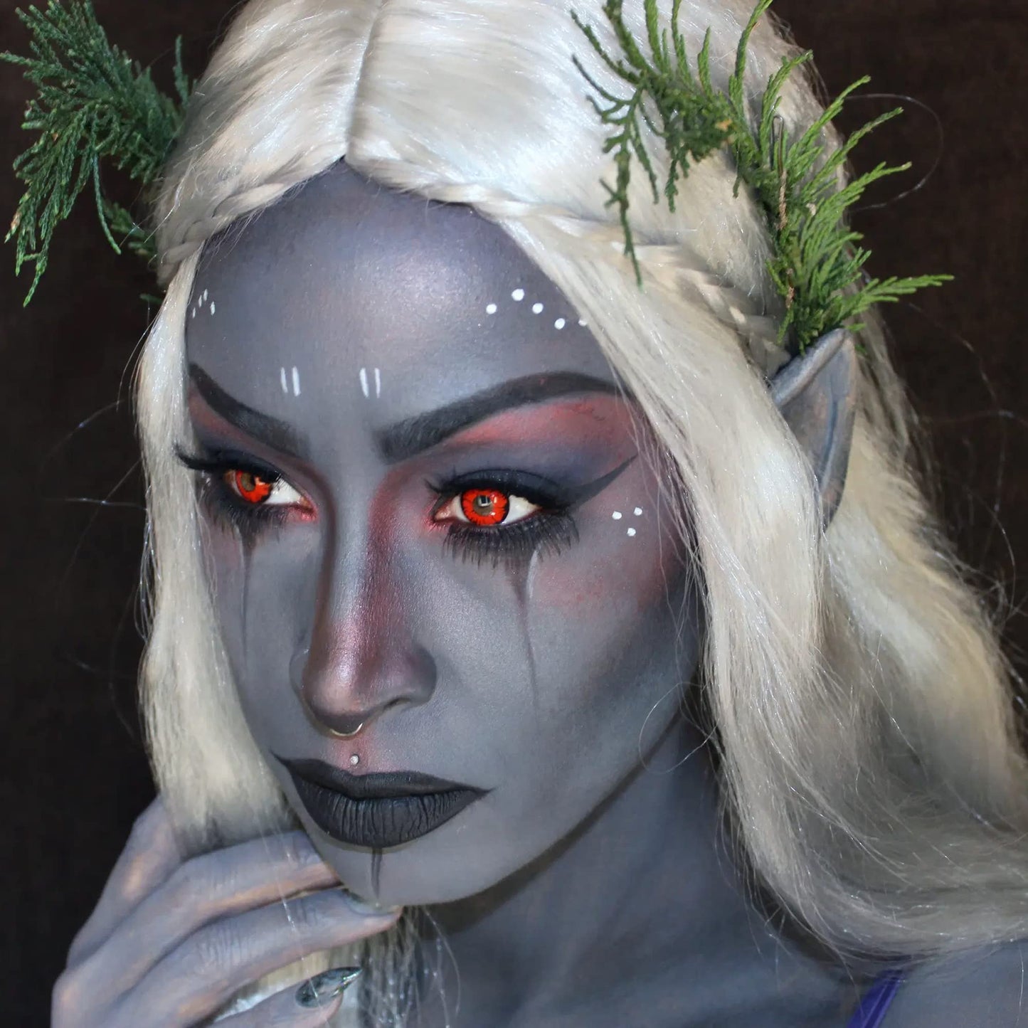 CCbeauty Dark Grey Face Paint Stick,Face Painting Kit,Non Toxic SFX Makeup For Grayscale Wolf Halloween Costume Cosplay,Professional FX Body Paint,Full Coverage Painting Foundation With Makeup Sponge