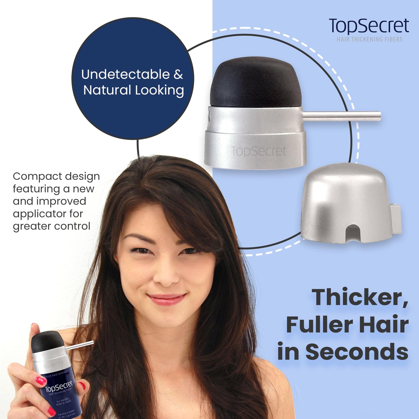 Top Secret Hair Thickening Building Fibers Applicator Included - Undetectable & Natural Hair Filler for Men & Women - Instantly Fill In Thinning Hair - Weather & Sweat Resistant (Medium Brown, Large)