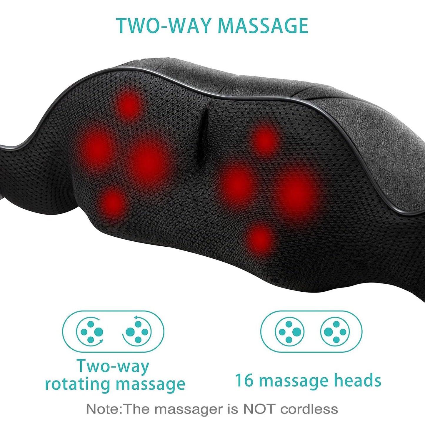 AERLANG Shiatsu Back and Neck Massager, Back Massager Deep Tissue Kneading Neck and Shoulder Massage with Heat, Electric Massage Pillow Fathers Day Gift Ideas from Daughter Son(NOT Cordless)