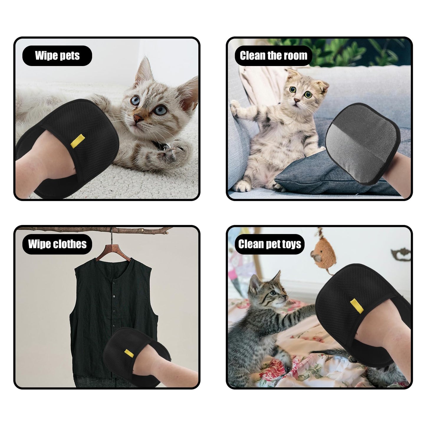 Double-Sided Pet Grooming Gloves, Cat Grooming Gloves Pet Grooming Gloves for Dogs Bathing Pet Hair Remover Gloves Versatile Pet Grooming Gloves for Dog & Cat Washing Deshedding Grooming