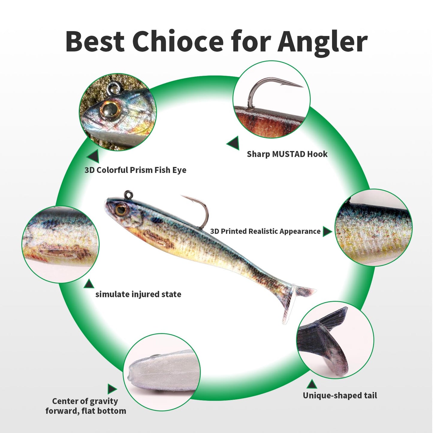 6-Piece Pre-Rigged Jig Head Soft Plastic Fishing Lures - Paddle Tail Swimbaits for Bass Fishing, Shad or Tadpole Lure with Spinner, Premium Fishing Bait for Freshwater Saltwater, Trout Crappie
