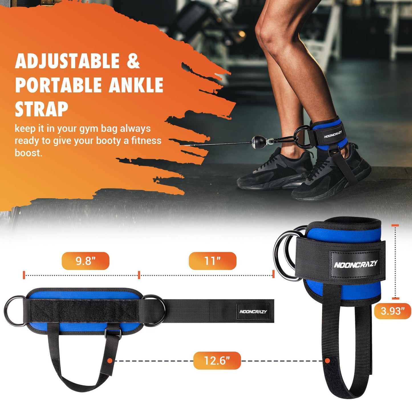 Ankle Strap for Cable Machine Women, Adjustable Gym Cable Ankle Straps for Kickbacks, Glute Workouts, Leg Extensions, Curls, Booty Hip Abductors, Ankle Cuff for Cable Machine Accessories(S-Blue)