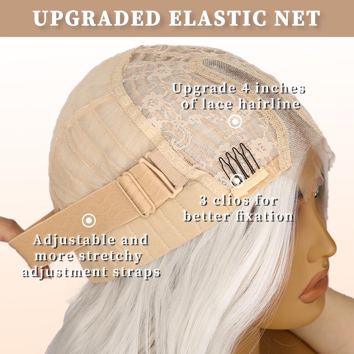 AISI HAIR White Wig for Women, Long Wavy Lace Hairline Middle Part Synthetic Wig for Daily Party-26 Inch