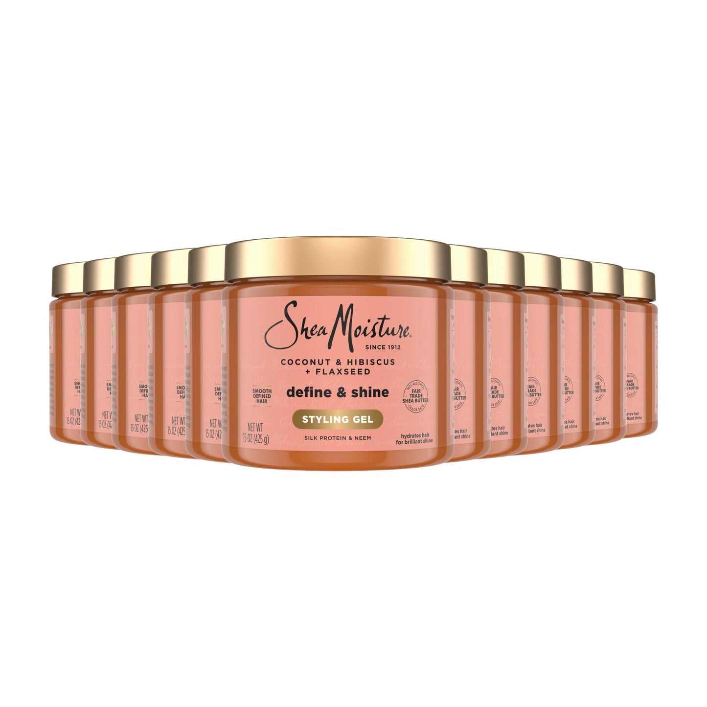 SheaMoisture Defining Styling Gel For Thick, Curly Hair Coconut & Hibiscus Paraben-Free Frizz Control Styling Gel 15 OZ, 12 count