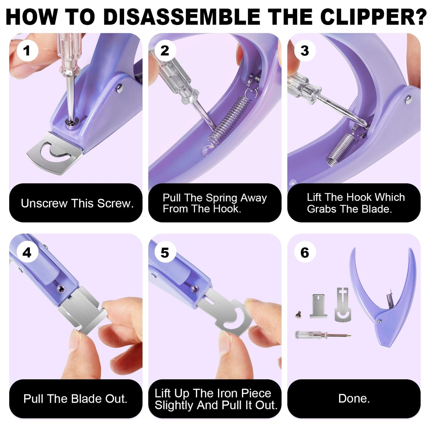 Light Purple Nail Clippers with Magnets Sizers for Acrylic Nails, Artificial Fake Nail False Nail Tip Cutter Trimmer Manicure Pedicure Sharp Blade Clip Tool for Salon Home Art Beauty