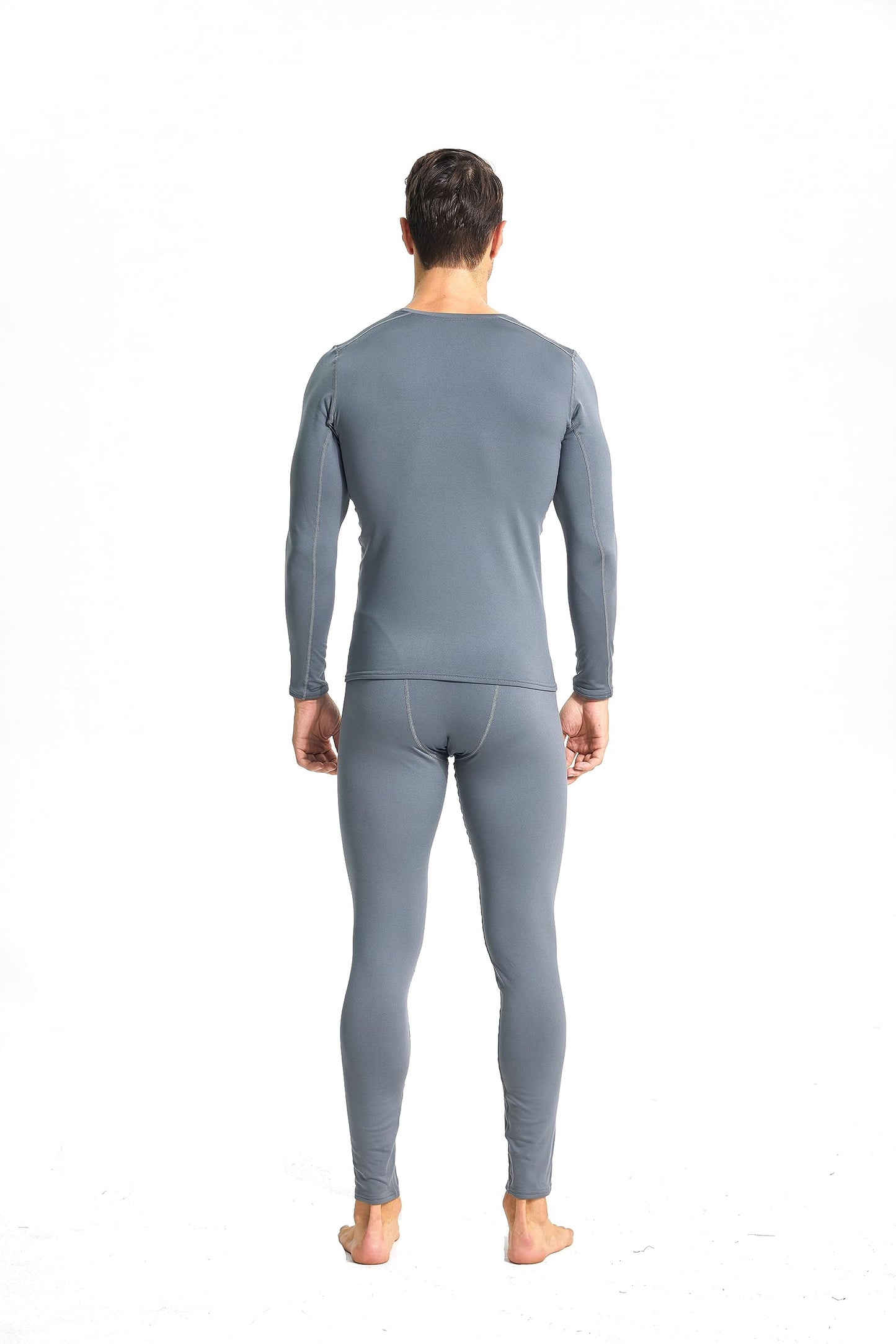YUSHOW Mens Thermal Underwear Set, Long Johns for Men With Fleece Lined Base Layer Set Cold Weather Winter Top & Bottom Grey