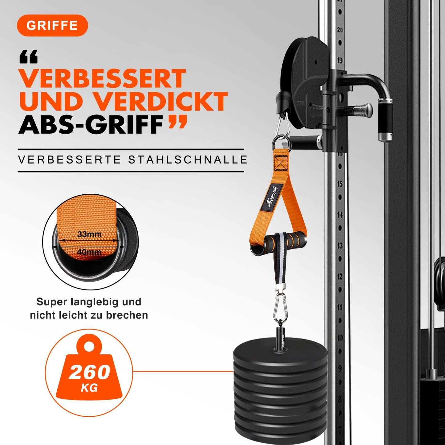 Exercise Handles, Gym Replacement Handle Attachments for Cable Machine Pulleys, Resistance Band and Strength Trainer, Pull Down Workout Accessories, Home Gym Add On Equipment