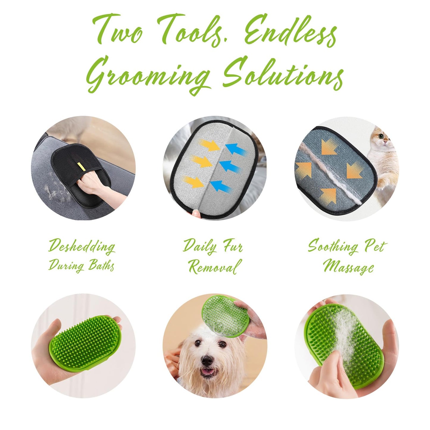 YINGPM Electrostatic Pet Hair Remover Glove – Double-Sided Pet Hair Removal Glove for Dogs & Cats – Reusable Grooming & Deshedding Mitt for Furniture, Carpet, Clothes & Car – Blue (2PC)