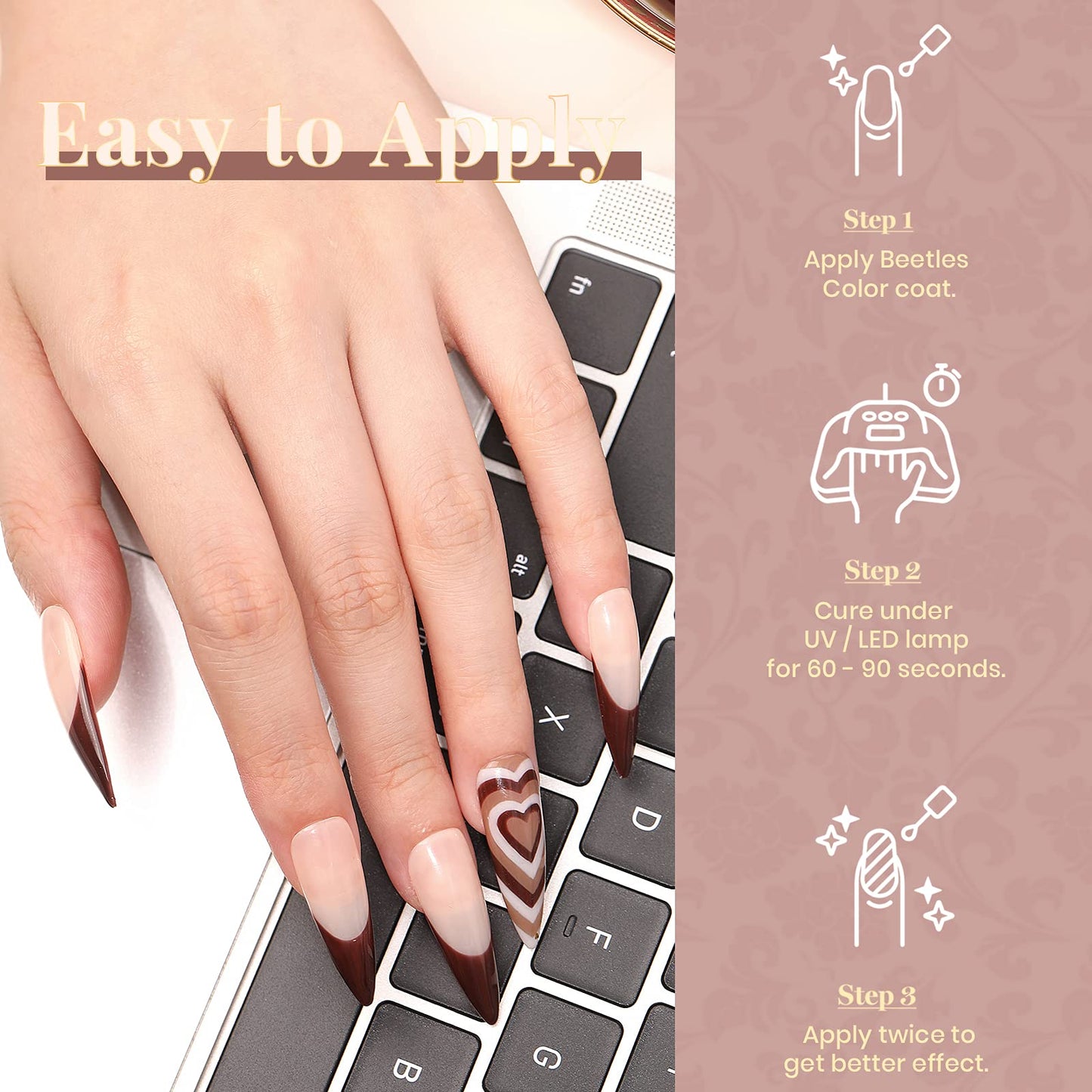 Beetles Gel Nail Polish Set Brown Beige Mauve Pink Nude White Neutral 6 Colors Coffee Cafe Collection Gel Nail Polish Kit for Nail Art Manicure Soak Off Uv LED Nail Lamp Gel Gifts Set