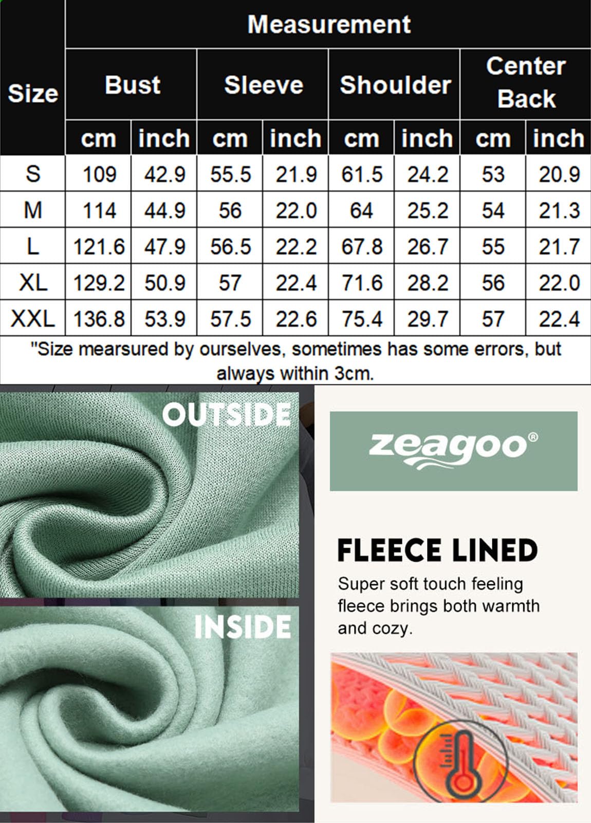 Zeagoo Womens Zip Up Hoodies Fleece Half Zip Sweatshirts Pullover Sweaters Fall Outfits Winter Clothes 2023 Black XXL