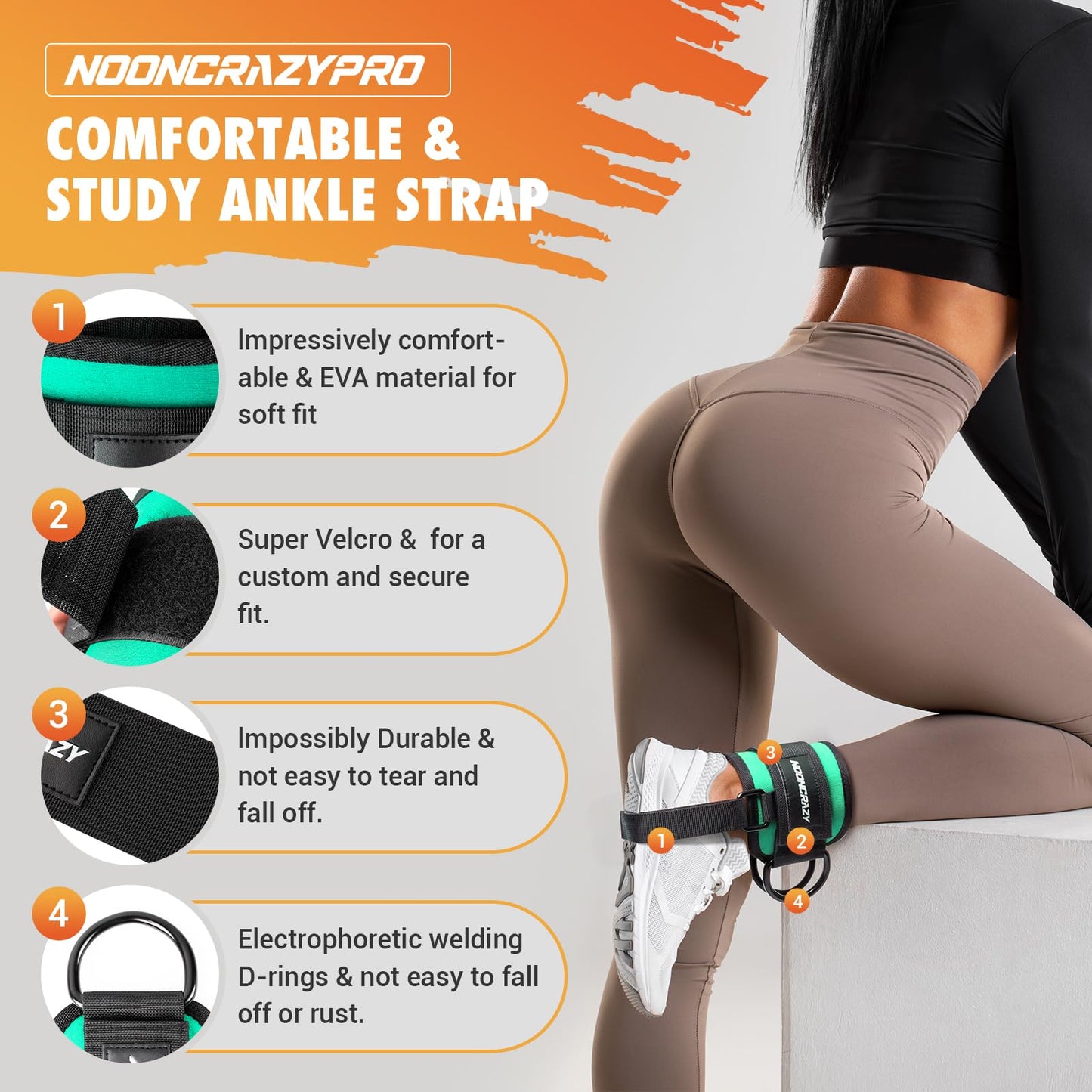 Ankle Strap for Cable Machine Women, Adjustable Gym Cable Ankle Straps for Kickbacks, Glute Workouts, Leg Extensions, Curls, Booty Hip Abductors, Ankle Cuff for Cable Machine Accessories(S-Cyan)