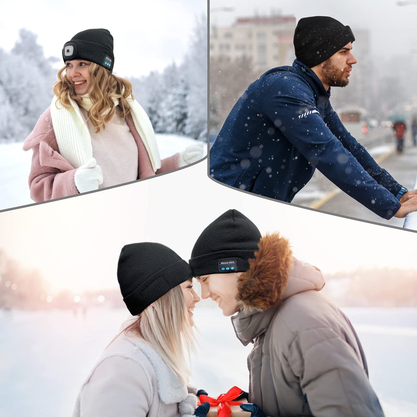 Tutuko Unisex Bluetooth Beanie Hat with Light, Built-in Speaker Mic, Headlamp Cap with Headphones, Tech Gift for Men Women…