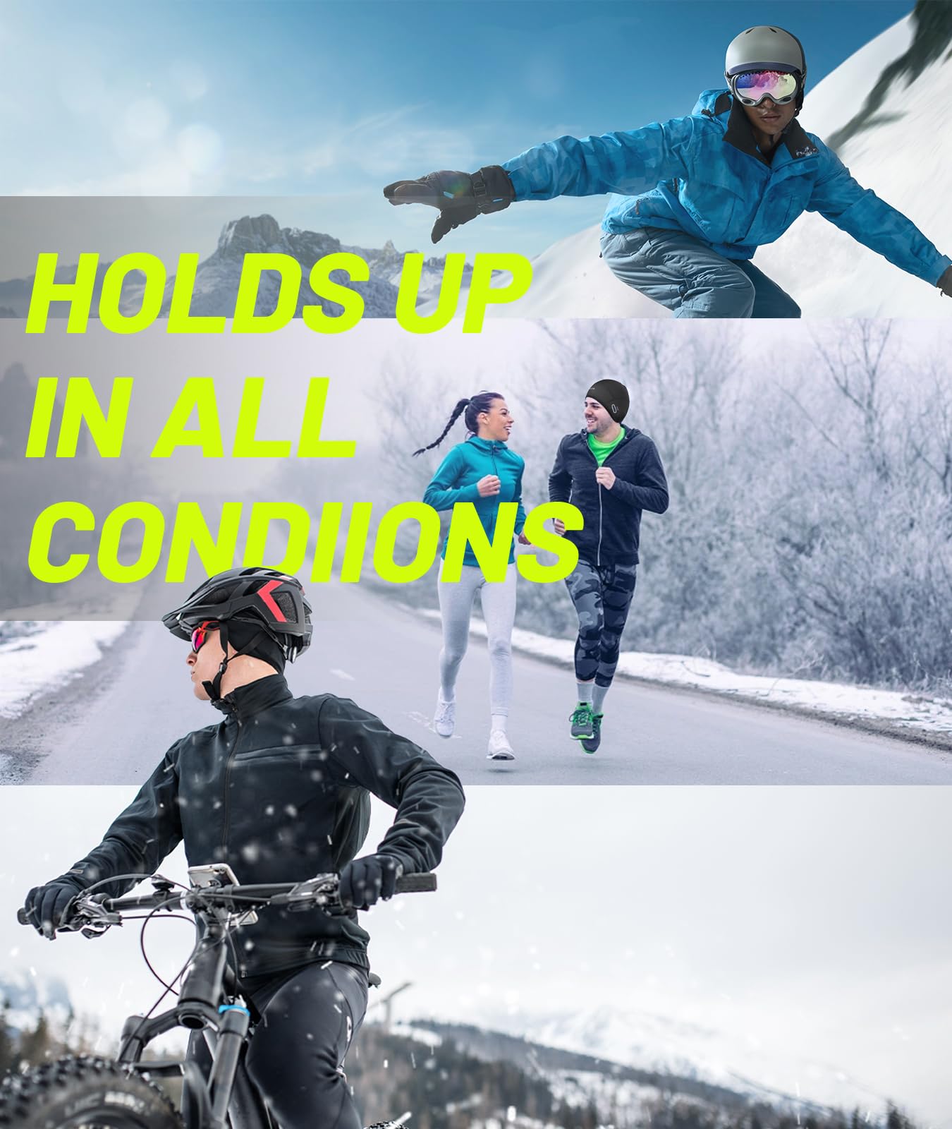 HAINGPIK 2 Pack Winter Skull Cap Helmet Liner for Men, Thermal Cycling Cap with Glasses Holes, Warm Hat Beanie for Cold Weather