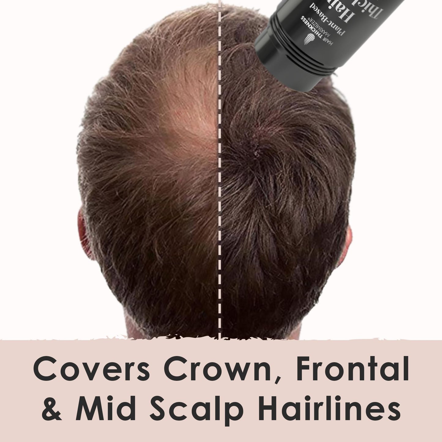 Plant-Based Powder for Thinning Hair - Cover Bald Spots & Thinning Hairline. Instant Hair Filler, Building Fibers for Women & Men. Non-Itchy, Easy Wash Off. (Light Brown)