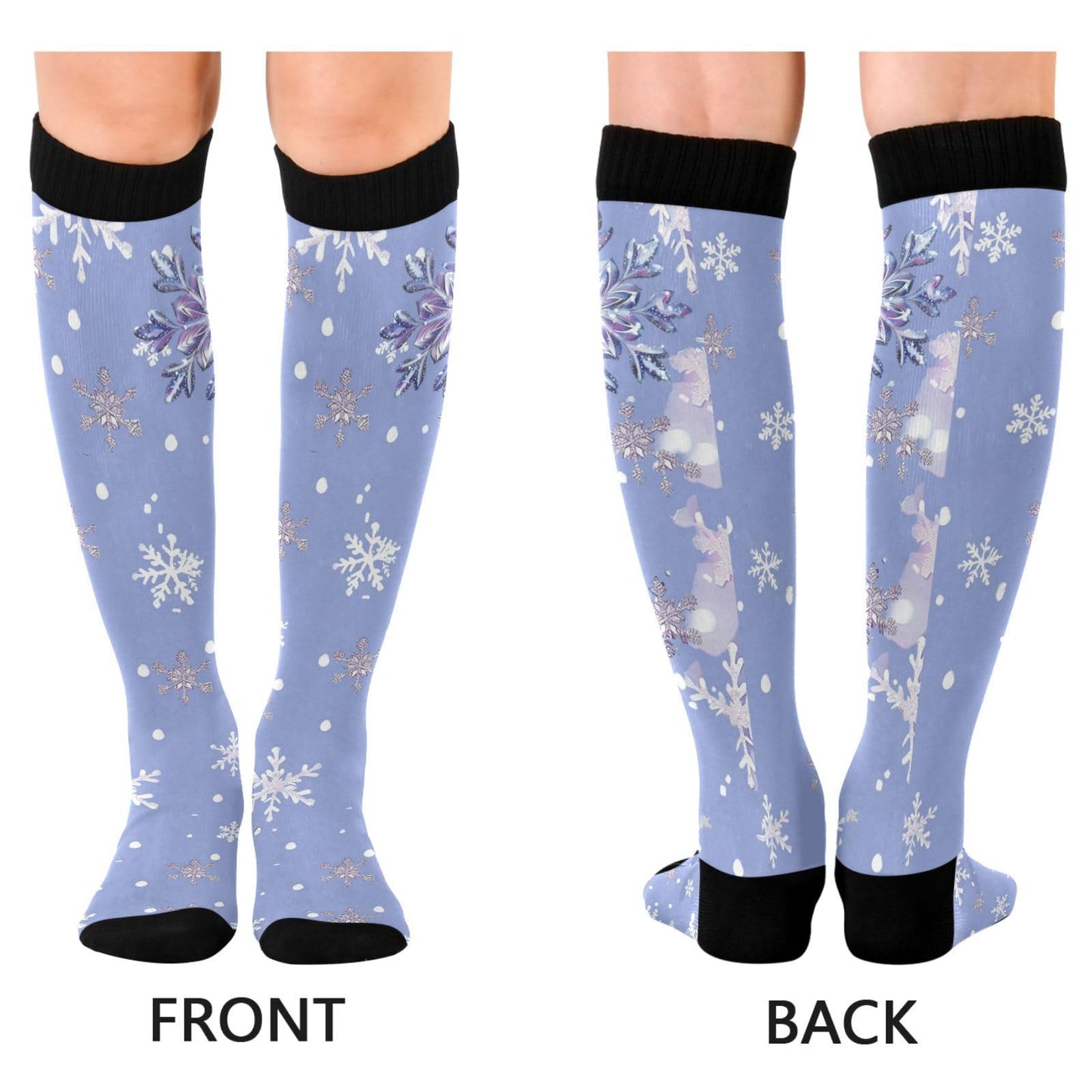 Purple Snowflake Compression Socks for Women and Men Circulation Winter Long Socks for Athletic Running 1
