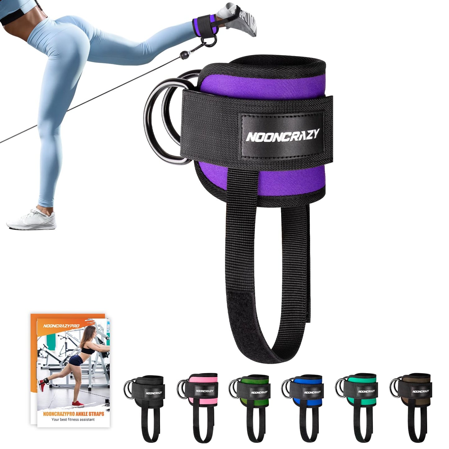 Ankle Strap for Cable Machine Women, Adjustable Gym Cable Ankle Straps for Kickbacks, Glute Workouts, Leg Extensions, Curls, Booty Hip Abductors, Ankle Cuff for Cable Machine Accessories(S-Purple)