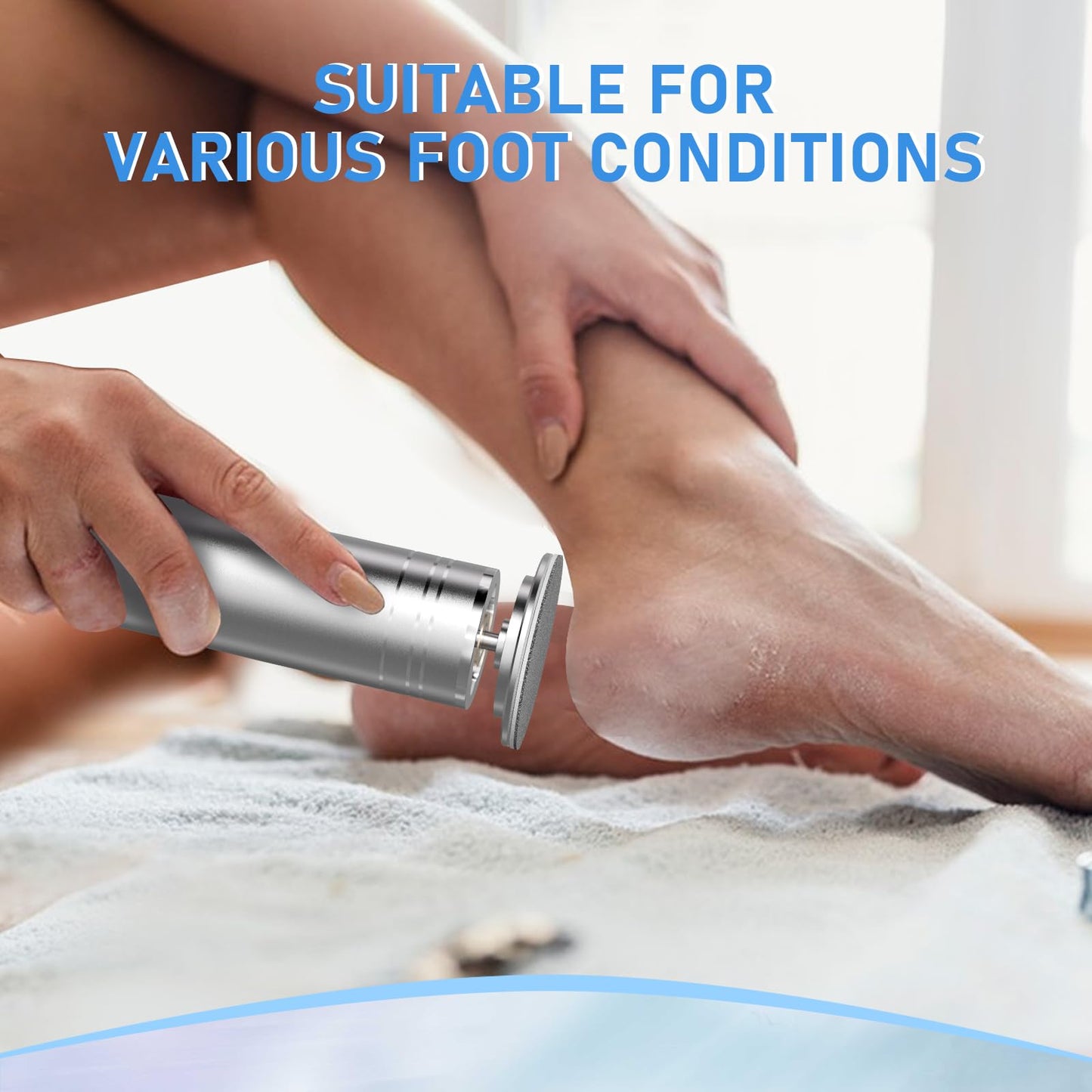 krofaue Electric Callus Remover for Feet Adjustable Speed Electric Foot Filer 60pcs Replacement Sandpaper Disk Electric Foot Grinder Professional Foot Sander for Dead Skin Calluses(Silver)