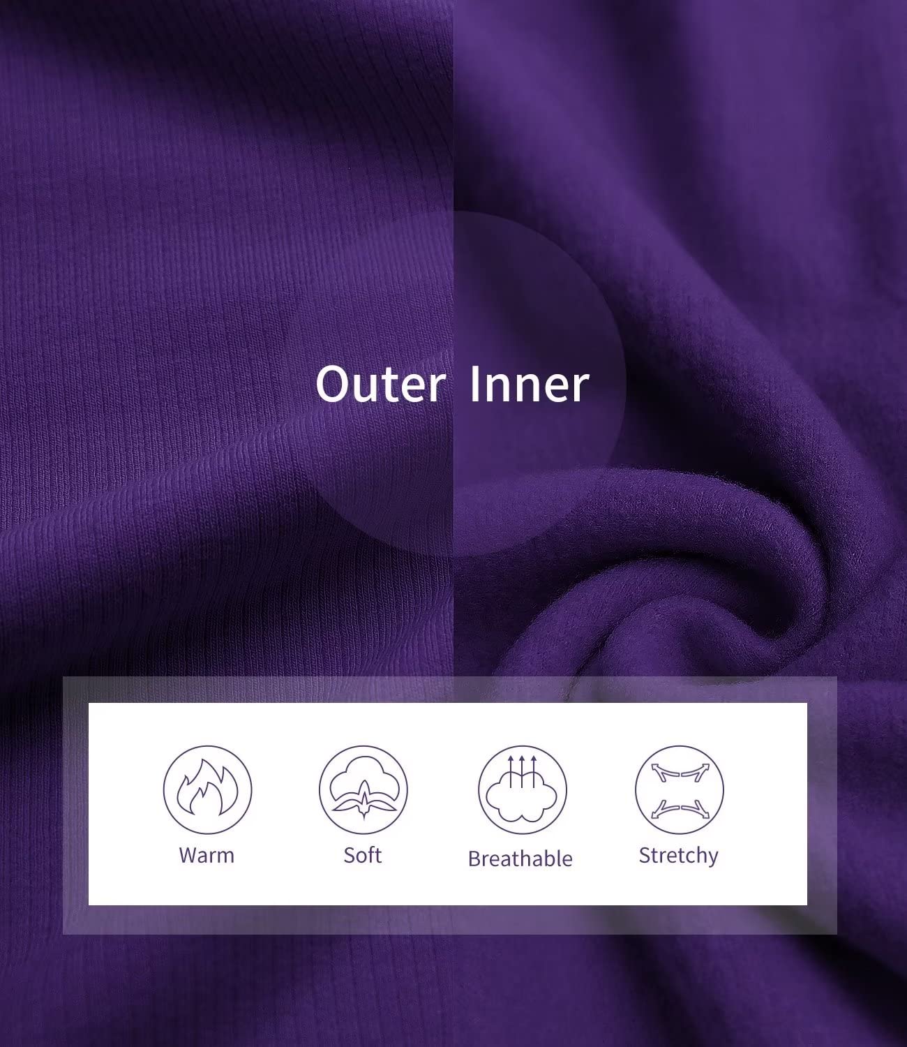 Zengjo Womens Turtleneck Base Layer Long Sleeve Thermal (Purple,L)