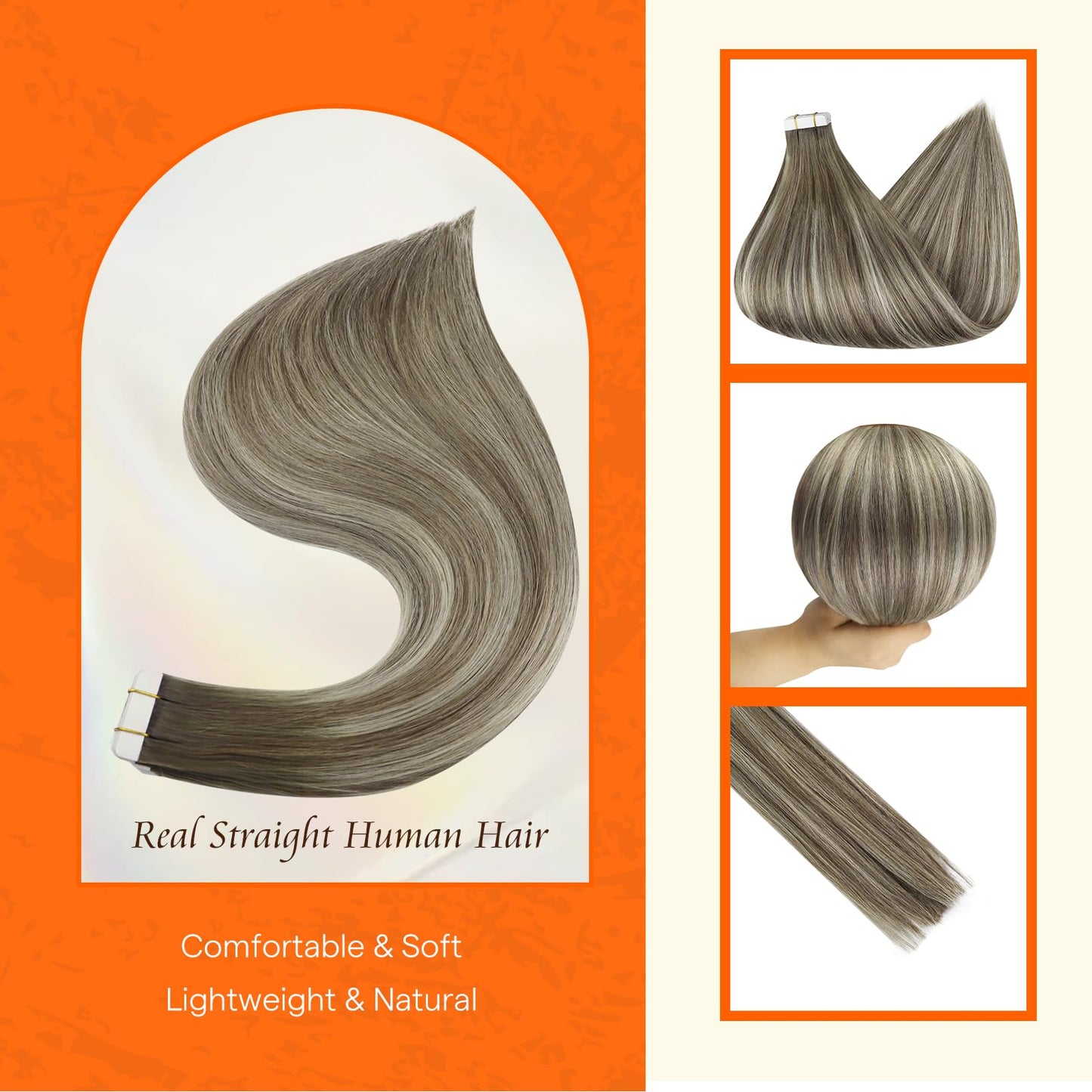 Full Shine Ombre Tape in Hair Extensions Human Hair Color 7 Fading to 1000 Blonde and 7 Brown Seamless Tape Extensions 20PCS 30grams Tape Ins Human Hair Extensions 12 Inch Short Extensions