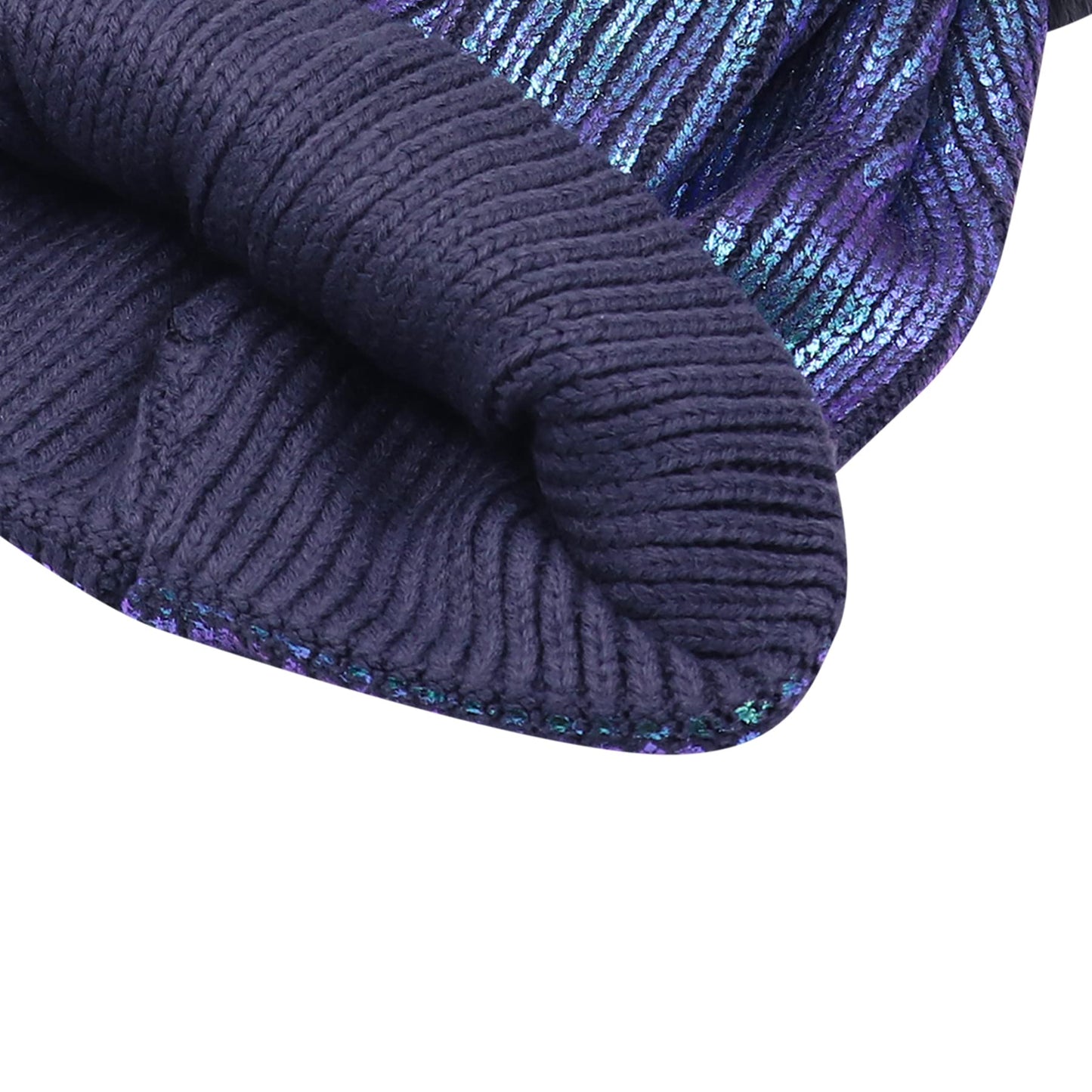 JUMIEE Women Girls Metallic Knitted Winter Beanie Hat Slouchy Faux Fur Pom Pom Skull Cap