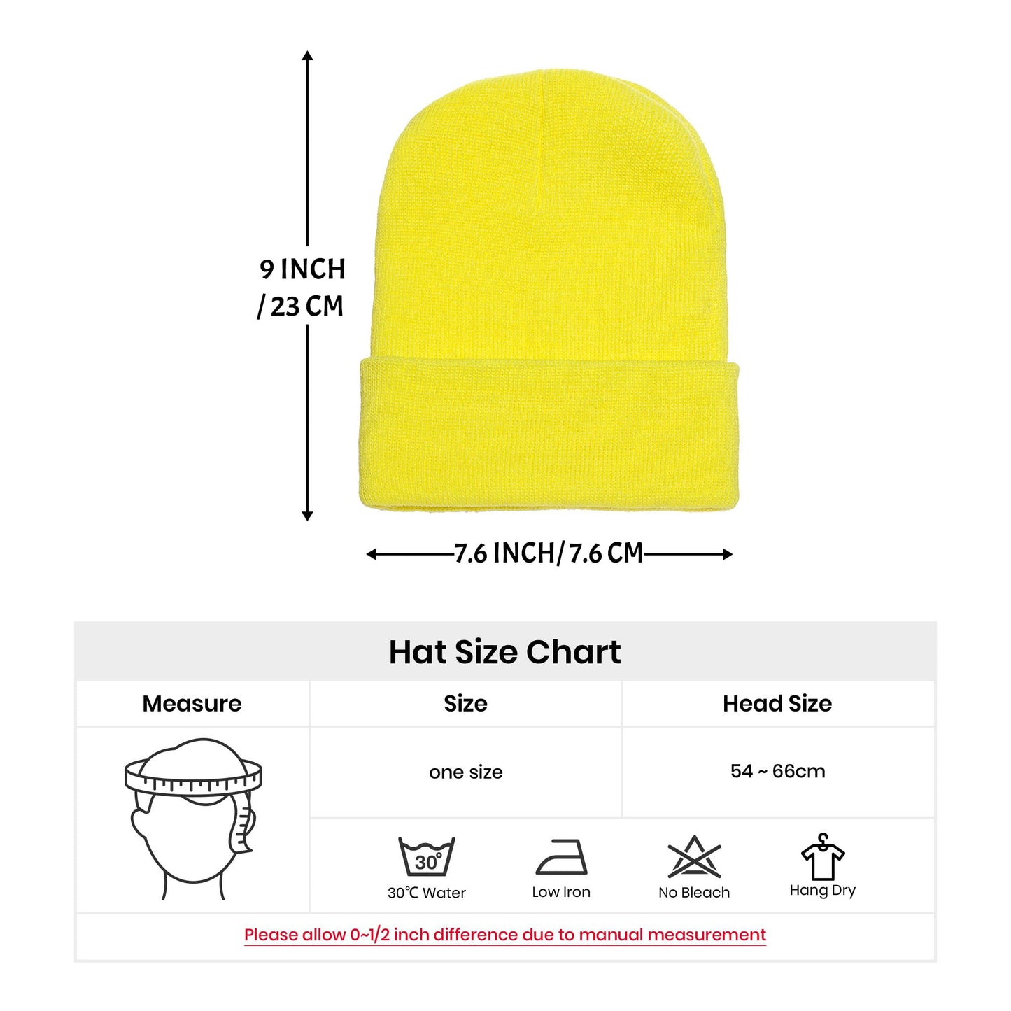 Ulikuwa Knit Cuffed Beanie Hat for Men Women, Funny Embroidered Unhappy Frog Acrylic Soft Warm Winter Hats, Yellow